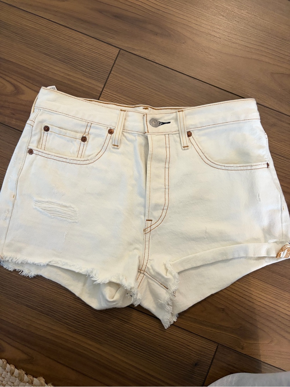 Levi’s Women's White Denim Cutoff Shorts